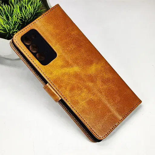[PO42FBSNOT20-4-5] Samsung Galaxy Note 20 NMT Premium Luxuary Leather Book Case (Golden)