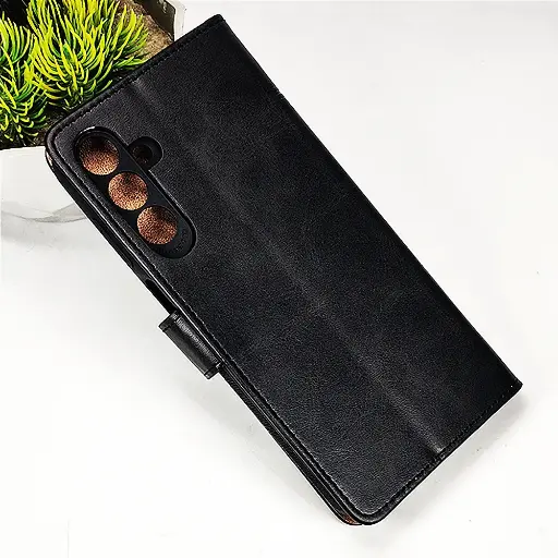 [PO42FBSA15-4-2] Samsung Galaxy A15 NMT Premium Luxuary Leather Book Case (Black)