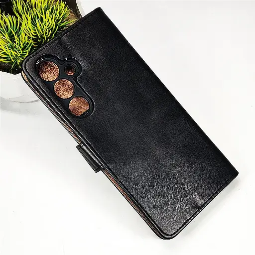 [PO42FBSA55-4-2] Samsung Galaxy A55 5G NMT Premium Luxuary Leather Book Case (Black)