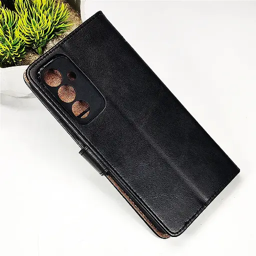 [PO42FBSA54-4-2] Samsung Galaxy A54 5G NMT Premium Luxuary Leather Book Case (Black)