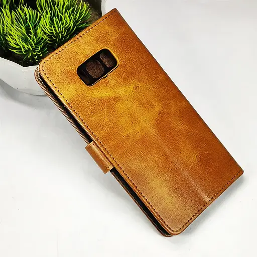 [PO42FBSS8PL-4-5] Samsung Galaxy S8 Plus NMT Premium Luxuary Leather Book Case (Golden)