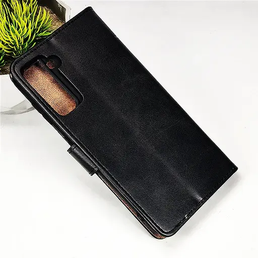 [PO42FBSS21-4-2] Samsung Galaxy S21 NMT Premium Luxuary Leather Book Case (Black)