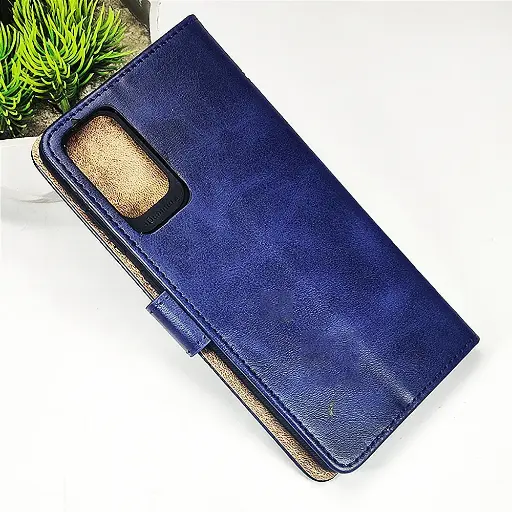 [PO42FBSS20PL-4-17] Samsung Galaxy S20 Plus NMT Premium Luxuary Leather Book Case (Navy Blue)