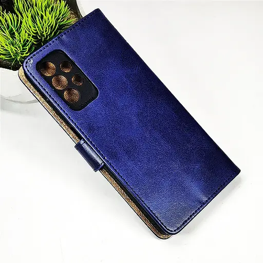 [PO42FBSA13-4-17] Samsung Galaxy A13 NMT Premium Luxuary Leather Book Case (Navy Blue)