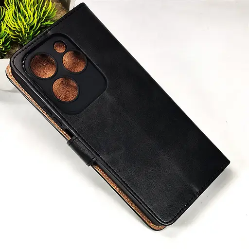 [PO42FBIHOT40PR-4-2] Infinix Hot 40/40Pro NMT Premium Luxuary Leather Book Case (Black)