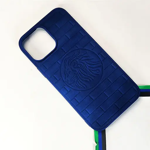 [PO56BIP13PMAX-1-17] iPhone 13 Pro Max Prick Pattern Premium Leather Back Case (Navy Blue)