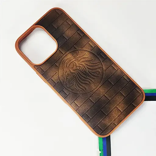 [PO56BIP13PMAX-1-42] iPhone 13 Pro Max Prick Pattern Premium Leather Back Case (Desert Titanium)