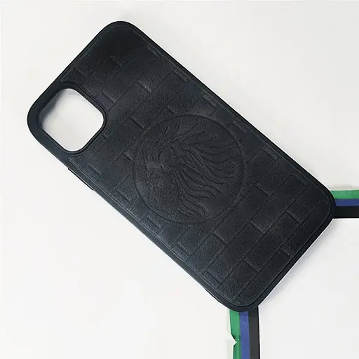[PO56BIPXIR-1-2] iPhone 11 Prick Pattern Premium Leather Back Case (Black)