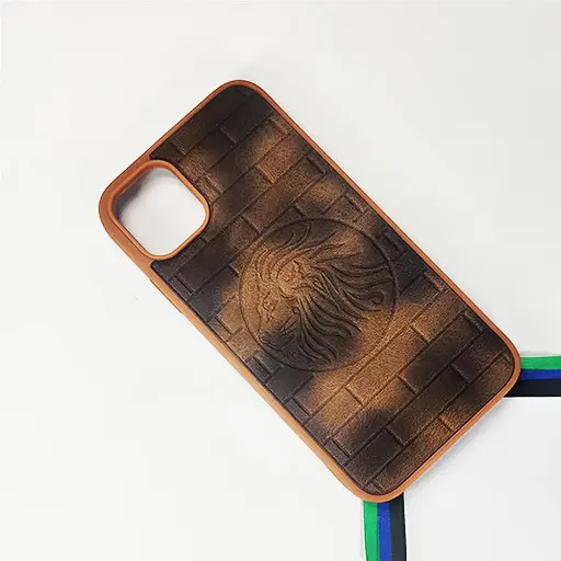 [PO56BIPXIR-1-42] iPhone 11 Prick Pattern Premium Leather Back Case (Desert Titanium)