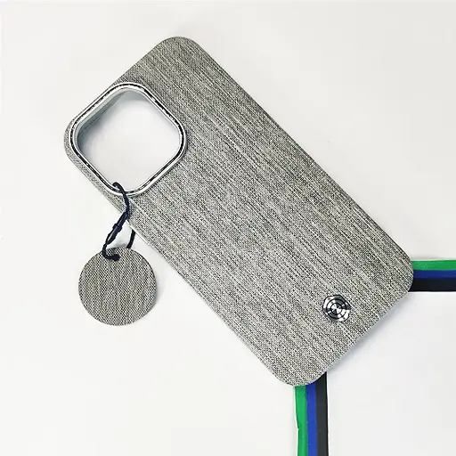 [PO32BIP15PMAX-20-35] iPhone 15 Pro Max Classic Official High Quality Leather Texture Magsafe Wireless 3D Creative Back Case (Titanium)