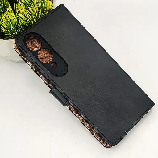 [PO42FBVIY17S-4-2] Vivo Y17s 4G NMT Premium Luxuary Leather Book Case (Black)