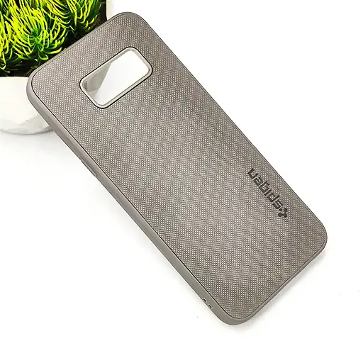 [PO32BSS8PL-16-9] Samsung Galaxy S8 Plus Spigen Hard Dotted Leather Back Case (Gray)