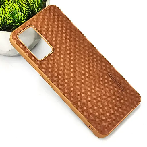 [PO32BVIV21E-16-13] Vivo V21E/Y73 4G Spigen Hard Dotted Leather Back Case (Brown)