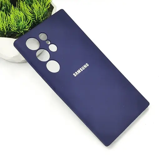 [PO23BSS24U-1-17] Samsung Galaxy S24 Ultra Official Soft Silky Back Case (Navy Blue)