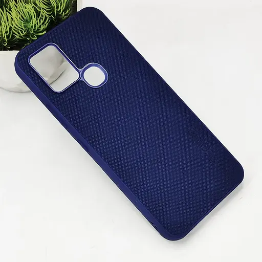 [PO32BIHOT10-16-17] Infinix Hot 10 Spigen Hard Dotted Leather Back Case (Navy Blue)