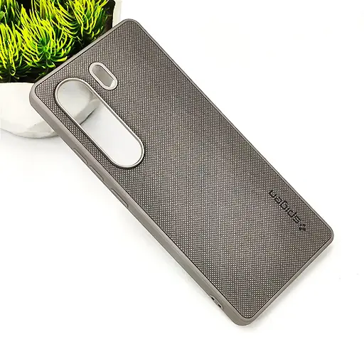 [PO32BTCMN40-16-9] Tecno Camon 40 4G Spigen Hard Dotted Leather Back Case (Gray)