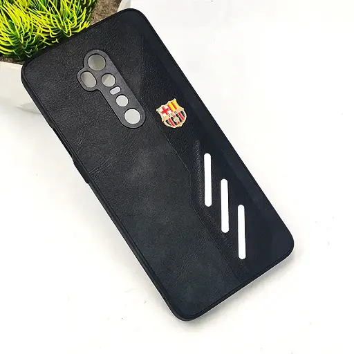 [PO42B1PL7TPR-12-2] OnePlus 7T Pro|1+7 Pro FCB Crest Logo With Three Diagonal Stripe With Leather Texture Mobile Back Case (Black)