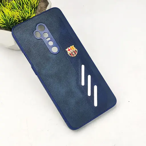 [PO42B1PL7TPR-12-17] OnePlus 7T Pro|1+7 Pro FCB Crest Logo With Three Diagonal Stripe With Leather Texture Mobile Back Case (Navy Blue)