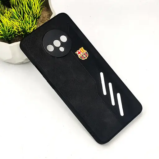 [PO42B1PL7T-12-2] OnePlus 7T FCB Crest Logo With Three Diagonal Stripe With Leather Texture Mobile Back Case (Black)