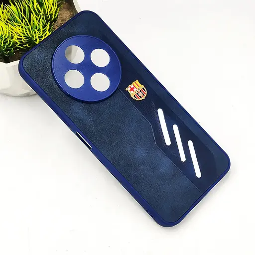 [PO42BTSPRK30C-12-17] Tecno Spark 30C FCB Crest Logo With Three Diagonal Stripe With Leather Texture Mobile Back Case (Navy Blue)