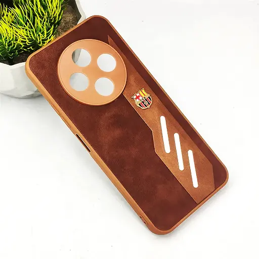 [PO42BTSPRK30C-12-13] Tecno Spark 30C FCB Crest Logo With Three Diagonal Stripe With Leather Texture Mobile Back Case (Brown)