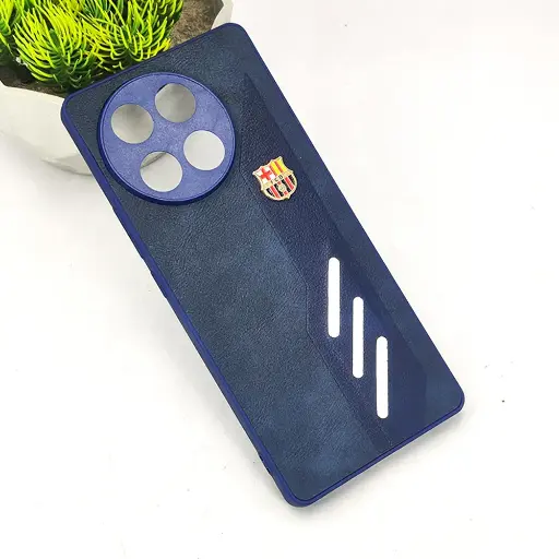 [PO42BTCMN30S-12-17] Tecno Camon 30S FCB Crest Logo With Three Diagonal Stripe With Leather Texture Mobile Back Case (Navy Blue)