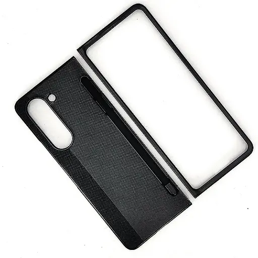 [PO18BSZFLD5-1-2] Samsung Galaxy Z Fold 5 Leather Back Pen Case (Black)