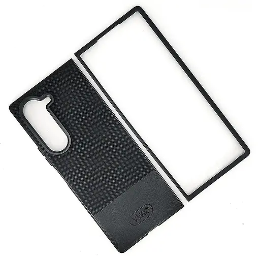 [PO32BSZFLD5-2-2] Samsung Galaxy Z Fold 5 VWK Official Luxuary Leather Back Case (Black)