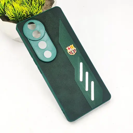 [PO42BVIV40-12-11] Vivo V40 5G FCB Crest Logo With Three Diagonal Stripe With Leather Texture Mobile Back Case (Green)