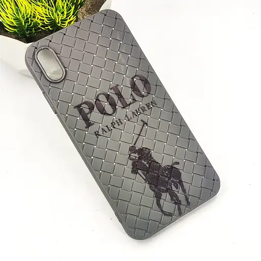 [PO14BIPXSMAX-51-36] iPhone XS Max Polo 3D Polo Ralph Printed Woven With Leather Feel Soft Silicone Back Case (Natural Titanium)