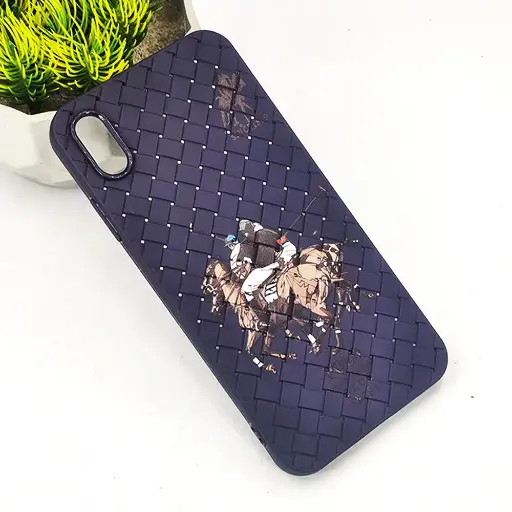 [PO14BIPXSMAX-51-12] iPhone XS Max Polo 3D Polo Ralph Printed Woven With Leather Feel Soft Silicone Back Case (Purple)