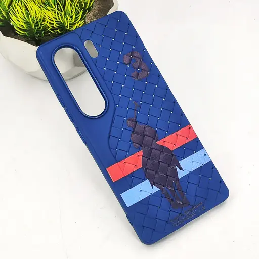 [PO14BTCMN40-51-17] Tecno Camon 40 4G Polo 3D Polo Ralph Printed Woven With Leather Feel Soft Silicone Back Case (Navy Blue)