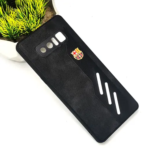 [PO42BSNOT8-12-2] Samsung Galaxy Note 8 FCB Crest Logo With Three Diagonal Stripe With Leather Texture Mobile Back Case (Black)