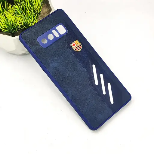 [PO42BSNOT8-12-17] Samsung Galaxy Note 8 FCB Crest Logo With Three Diagonal Stripe With Leather Texture Mobile Back Case (Navy Blue)