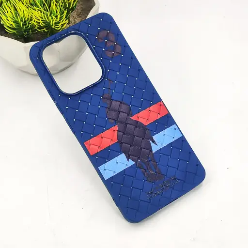 [PO14BMINOT13-51-17] Xioami Redmi Note 13 4G Polo 3D Polo Ralph Printed Woven With Leather Feel Soft Silicone Back Case (Navy Blue)