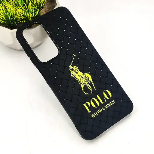 [PO14BSA16-51-2] Samsung Galaxy A16 4G|5G Polo 3D Polo Ralph Printed Woven With Leather Feel Soft Silicone Back Case (Black)