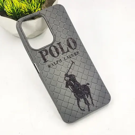 [PO14BMI13C-51-36] Xiaomi Redmi 13C|Poco C65 Polo 3D Polo Ralph Printed Woven With Leather Feel Soft Silicone Back Case (Natural Titanium)