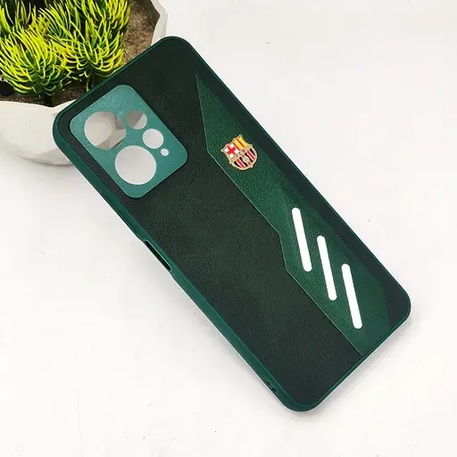 [PO42BMINOT12-12-11] Xiaomi Redmi Note 12 4G FCB Crest Logo With Three Diagonal Stripe With Leather Texture Mobile Back Case (Green)
