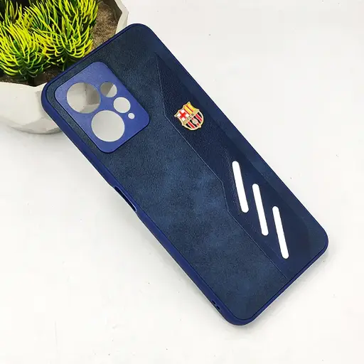 [PO42BMINOT12-12-17] Xiaomi Redmi Note 12 4G FCB Crest Logo With Three Diagonal Stripe With Leather Texture Mobile Back Case (Navy Blue)