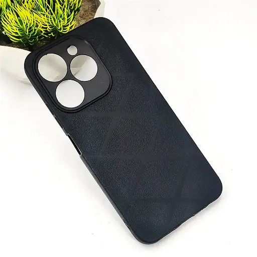 [PO14BITA80-75-2] iTel A80 4G PU Leather Texture Skin Surfer Soft Silicone Back Case (Black)