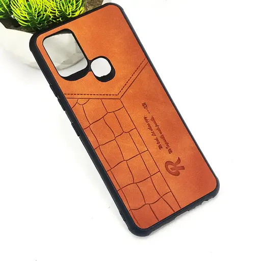 [PO18BIHOT10-23-13] Infinix Hot 10 𝑹 We Lead Let others copy. WE Impossible made Possible, ---KM Leather Logo Back Case (Brown)