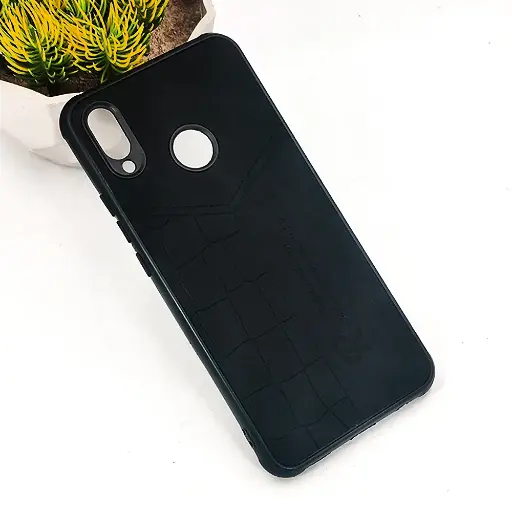 [PO18BHUNOV3I-23-2] Huawei Nova 3i|P Smart Plus 𝑹 We Lead Let others copy. WE Impossible made Possible, ---KM Leather Logo Back Case (Black)