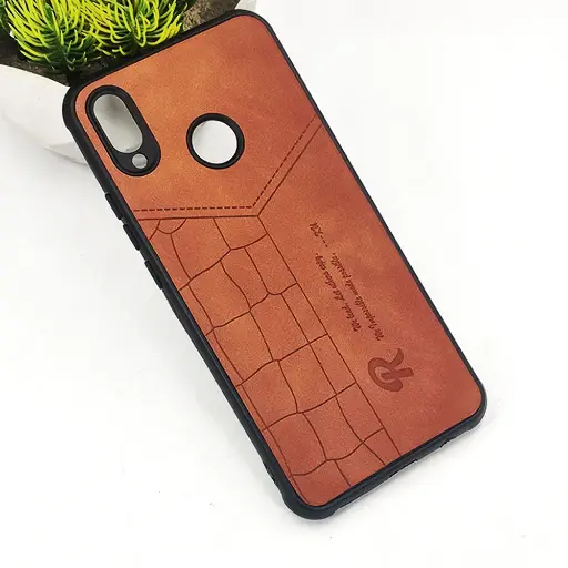 [PO18BHUNOV3I-23-13] Huawei Nova 3i|P Smart Plus 𝑹 We Lead Let others copy. WE Impossible made Possible, ---KM Leather Logo Back Case (Brown)