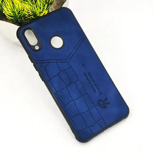 [PO18BHUNOV3I-23-17] Huawei Nova 3i|P Smart Plus 𝑹 We Lead Let others copy. WE Impossible made Possible, ---KM Leather Logo Back Case (Navy Blue)