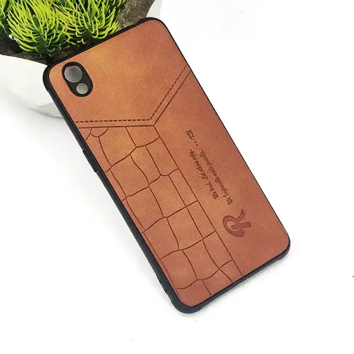 [PO18BOA37-23-13] Oppo A37 𝑹 We Lead Let others copy. WE Impossible made Possible, ---KM Leather Logo Back Case (Brown)
