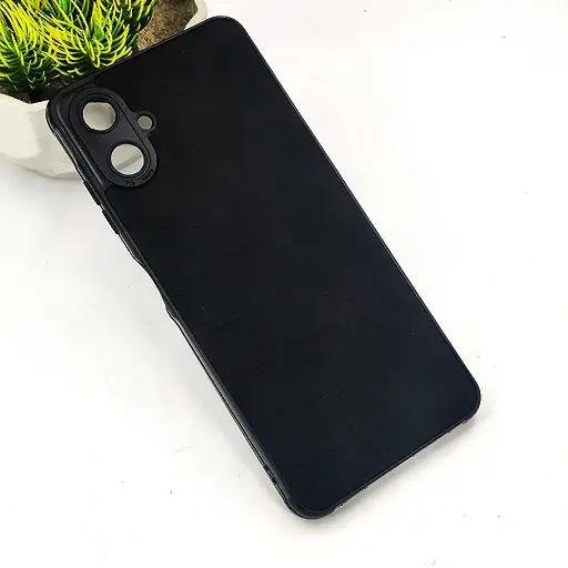 [PO18BSA06-23-2] Samsung Galaxy A06 𝑹 We Lead Let others copy. WE Impossible made Possible, ---KM Leather Logo Back Case (Black)
