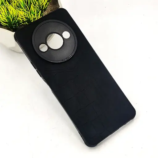 [PO18BMIA3-23-2] Xiaomi Redmi A3x|Redmi A3|Poco C61 4G 𝑹 We Lead Let others copy. WE Impossible made Possible, ---KM Leather Logo Back Case (Black)