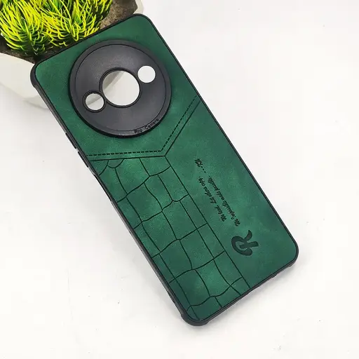 [PO18BMIA3-23-11] Xiaomi Redmi A3x|Redmi A3|Poco C61 4G 𝑹 We Lead Let others copy. WE Impossible made Possible, ---KM Leather Logo Back Case (Green)