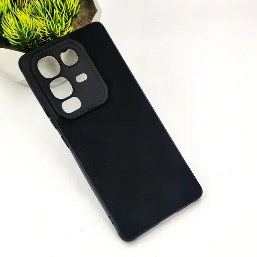 [PO18BINOT50PR-23-2] Infinix Note 50 Pro 4G|Note 50 4G 𝑹 We Lead Let others copy. WE Impossible made Possible, ---KM Leather Logo Back Case (Black)