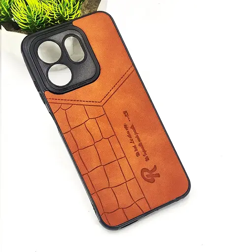 [PO18BIHOT50I-23-13] Infinix Hot 50i|Smart 9|Smart 9 𝑹 We Lead Let others copy. WE Impossible made Possible, ---KM Leather Logo Back Case (Brown)